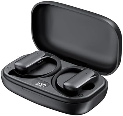 Elevate Your Audio Experience with Bluetooth 5.1 Sports Earbuds – Ergonomic Earhook Design for Secure Comfort, Immersive HD Sound for Gaming and Workouts, Sweatproof Durability for Active Lifestyles (Black)