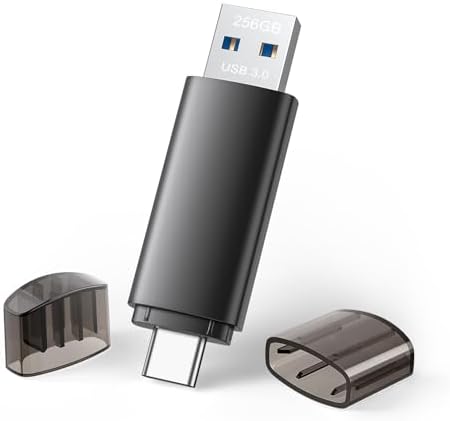 64 GB Dual USB C Flash Drive – 2-in-1 USB 3.0 Thumb Drive for Effortless File Sharing Between Smartphones, Tablets, and Computers – Lightning-Fast Data Transfer & Enhanced Compatibility for i Phone and Android Devices – Perfect Portable Storage Solution (2 Pack)