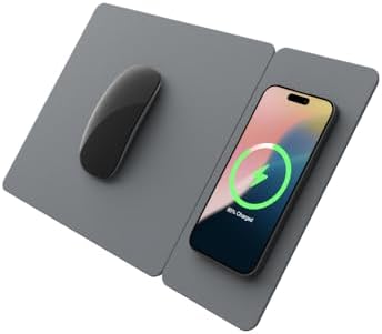 Enhance Your Workspace Efficiency with the POUT H3 Split Wireless Charging Mouse Pad – Fast Qi Charger for Seamless Device Power, Magnetic Alignment for Precision Use, Premium Anti-Slip Surface in Elegant Midnight Blue – Perfect for Smartphones and Earbuds – Elevate Your Productivity with Style and Functionality