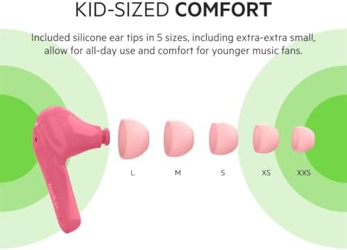 Belkin Soundform Nano Kids Bluetooth Earbuds – Stylish Blue Design with 85 d B Volume Limiting for Safe Listening, 24-Hour Battery Life, Integrated Microphone for Online Learning and Calls, Compatible with i Phone, i Pad, Galaxy & More – Comfort Meets Durability for Young Audiophiles