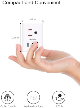 Universal European Travel Power Adapter with Dual USB-C Charging Ports – 3 Outlet Type E/F Plug for Effortless Device Connectivity in France, Portugal, Germany, and Beyond – Essential Travel Companion for Seamless Power and Fast Charging on Your European Adventures