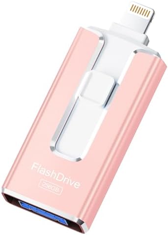 MFi Certified 256 GB Flash Drive – Ultimate Memory Solution for i Phone & i Pad Users, High-Speed Data Transfer for Effortless Photo & Video Backup, Multi-Device Compatibility with Android & PC, Compact USB Thumb Drive for On-the-Go Storage (Black)