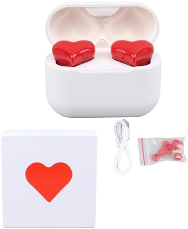 GOWENIC Heart-Shaped Bluetooth Earbuds: Premium Stereo Sound with Advanced Noise Canceling Technology, Stylish and Comfortable Design, Includes 3 Pairs of Customizable Ear Tips for Optimal Fit – Ideal for Phones and Laptops