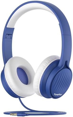 Tune Flux Safe Sound Kids Headphones – Wired Toddler Audio Gear with 85 d B Volume Limiting for Hearing Protection – Comfortable Foldable Design in Purple for School, Travel, and Tablet Use – Premium Stereo Sound for Young Listeners