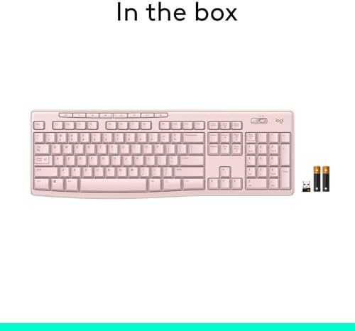 Logitech K270 Wireless Keyboard – Full-Size, 2.4 GHz Connectivity, 8 Multimedia Keys, 2-Year Battery Life, Stylish Rose Color for PCs and Laptops – Ultimate Comfort and Reliability for Productive Workspaces