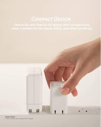 Powerland 65 W Ga N USB C Charger – Dual Port Fast Charging Adapter for Mac Book Pro/Air, i Pad Pro, Google Pixelbook, i Phone 13/14/15 & Surface Book 2 – Compact, Efficient, and Safe Power Solution with Thermal Management and Smart Power Sharing