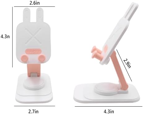 Cute Rabbit 2-Pack Foldable Phone Stand Holder: 360-Degree Adjustable Desk Accessory for All Smartphones – Stylish Functionality and Enhanced Compatibility for Everyday Use