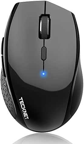 TECKNET Bluetooth Wireless Mouse – Ergonomic 4800 DPI Precision with 6 Adjustable Settings, Long-Lasting 2-Year Battery, and 6 Functional Buttons for Laptops & Windows – Sleek Grey Design for Enhanced Comfort and Productivity