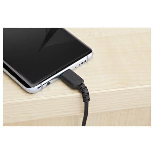 Durable 20-Inch Coiled USB A to C Charging Cable – Heavy-Duty USB 2.0 Fast Charge & Sync Cable, Sleek Black Design for Enhanced Portability and Compatibility with All Devices