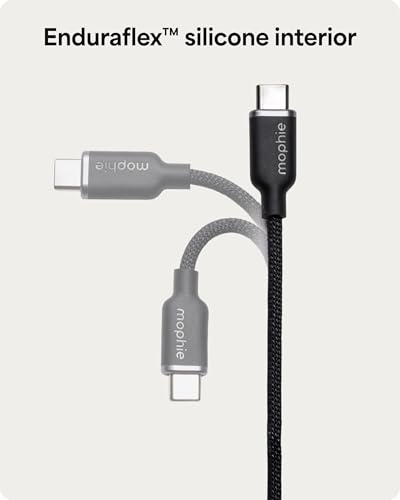 Mophie Charge Stream 3 ft USB-A to USB-C Cable – Advanced Braided Durability, Flexible Silicone for Tangle-Free Use, Rapid 15 W Charging, Travel Strap for Ultimate Portability – Versatile Compatibility for All USB-C Devices