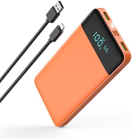 Ultra Slim 10800 m Ah Portable Charger with LCD Display – Fast Charging Power Bank with 20 W PD USB-C Output, Ideal for i Phone 15, 14 & Samsung Android – Compact Power Solution for On-the-Go Charging