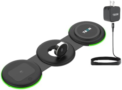 Tron 3-in-1 Magnetic Wireless Charger: Foldable Travel Dock for i Phone 16/15/14/13/12 Pro Max, Apple Watch & Air Pods – Rapid Charging, Enhanced Compatibility & Space-Saving Design