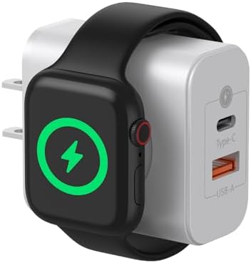 Ultimate 3-in-1 USB C Fast Charging Station for Apple Watch & i Phone – MFi Certified 23 W Dual Port Magnetic Wireless Charger for Series 1-10 & Ultra – Compact Travel Essential for Efficient Device Power and Seamless Organization
