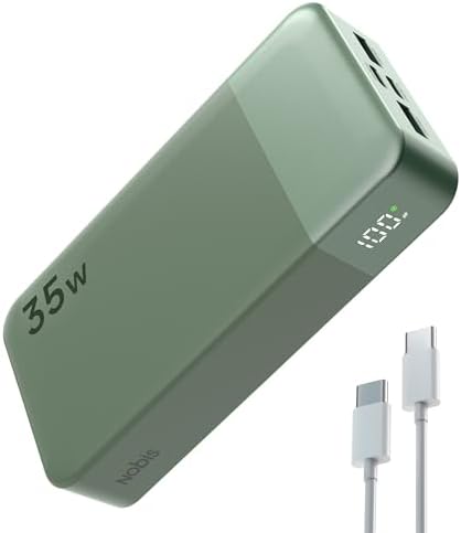 NOBIS 20000 m Ah Portable Power Bank – 35 W Fast Charging Battery Pack with USB-C Cable & Digital Display for Ultimate Device Compatibility – Stay Charged on the Go!