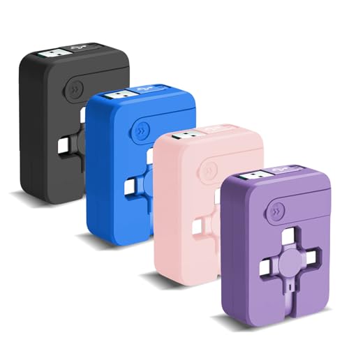 4-Pack Retractable 3-in-1 Charging Cable Set – Versatile 3.28 Ft Fast Charging Solution with IP, USB C, and Micro USB Connectors – Tangle-Free Design for Smartphones, Tablets & More – Stylish Black, Blue, Purple, Pink Options with Handy Phone Holder for On-the-Go Power