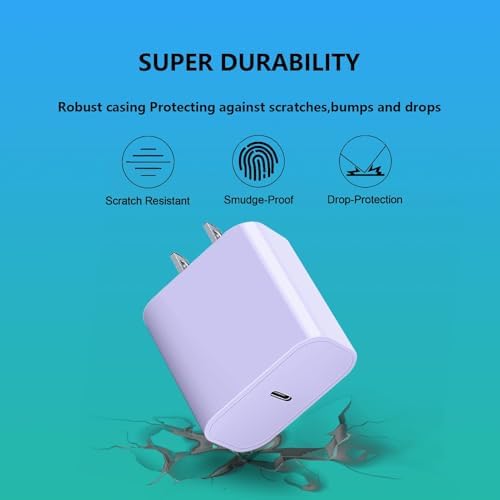20 W USB C Fast Charging Block 3-Pack for Apple Devices – Compact Wall Adapter for i Phone 11-16, Apple Watch & i Pad – Sleek Purple Design for Enhanced Portability and Efficiency – Universal Compatibility for Optimal Performance