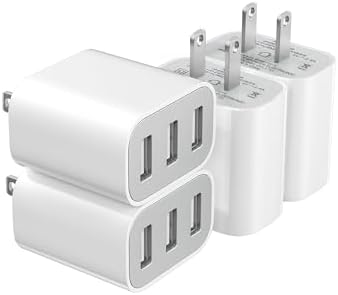 High-Efficiency 3-Port USB Wall Charger Block – 4-Pack Fast Charging Solution for i Phone & Android Devices – Compact Power Hub with Surge Protection for Travel and Home Use – Versatile Multi-Device Charging Adapter for Streamlined Energy Management