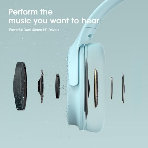 Unleash Your Sound Potential with DOQAUS Over-Ear Bluetooth Headphones – 70-Hour Playtime, Customizable EQ Modes, and Hi-Fi Stereo Sound for Bass Lovers – Perfect for Work, Travel, and Ultimate Comfort with Luxurious Memory Foam Ear Cushions