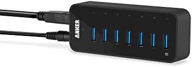 Anker 7-Port USB 3.0 Data Hub with 36 W Power Adapter – Ultimate Connectivity Solution for Rapid Charging and High-Speed Transfers for Laptops, Mac, i Phone, i Pad, and More – Perfect for Home and Office Workstations