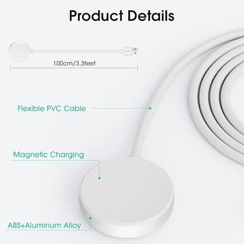 Ultra-Fast Magnetic USB Charger for Gabb Watch 3 e/3 – Sleek White Portable Charging Cable with Enhanced Power Efficiency – Ideal for Active Smartwatch Users Seeking Quick and Reliable Charging Solutions