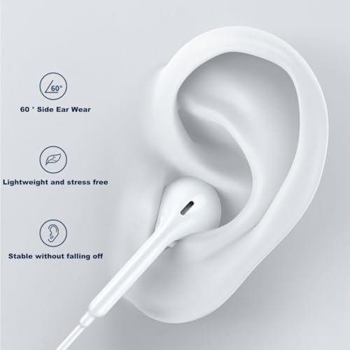 Premium Dual Pack Odd Paddle MFi Certified Wired Earbuds for i Phone – Unmatched Audio Quality & Comfort with Built-in Microphone and Volume Control | Perfectly Compatible with i Phone 14/13/12/11/XR/X/8/7 | Ideal for Music Enthusiasts, Clear Calls, and Daily Use | Exceptional Sound Experience for All i OS Devices