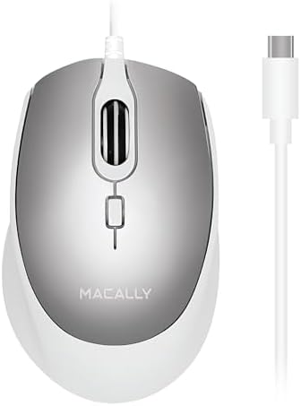 Effortlessly Enhance Your Workflow with the Macally USB-C Wired Mouse – Ergonomic Design, Adjustable DPI for Ultimate Precision, and Quiet Clicks for Distraction-Free Productivity – Perfect for Mac Book, i Mac, Windows PCs, and Laptops – Experience Seamless Compatibility and Unmatched Comfort Today!