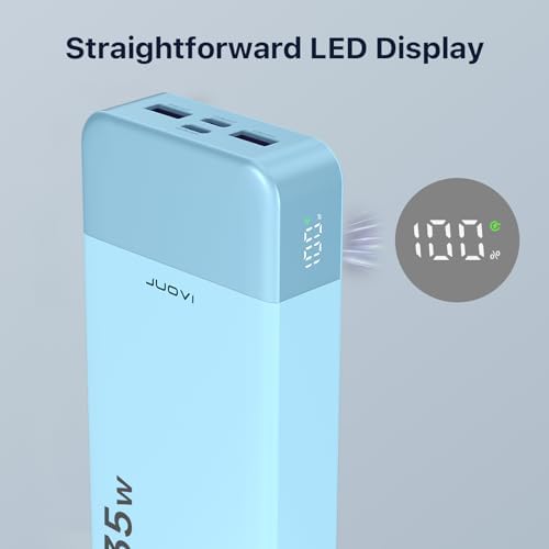 High-Speed 35 W USB-C Portable Charger – 20,000 m Ah Power Bank with QC4.0 & PD3.0 for Rapid Charging of Mobile Phones, Tablets, & Bluetooth Devices – Ultimate Compatibility & Convenience in Sleek Blue Design