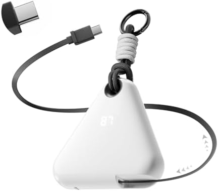 Ultimate Travel Power Bank with Retractable 2.3 ft Cable and Durable Paracord Carabiner – 10000 m Ah Fast Charging Wearable Charger in Stellar Gray, USB-C Compatible for All Devices – Stay Energized on the Go!