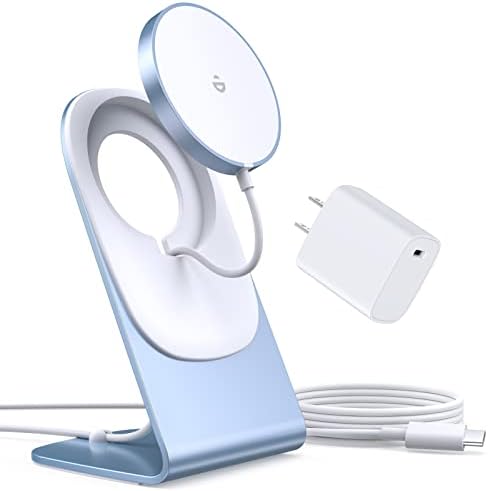 Elevate Your Charging Experience: Premium Magnetic Wireless Charger for i Phone 16/15/14/13/12 with 20 W USB-C Adapter – Fast, Elegant, and Versatile Charging Stand/PAD in Luxurious Gold – Enhanced Compatibility for Pro Max, Plus, Mini Models with 5 ft Cable for Ultimate Flexibility