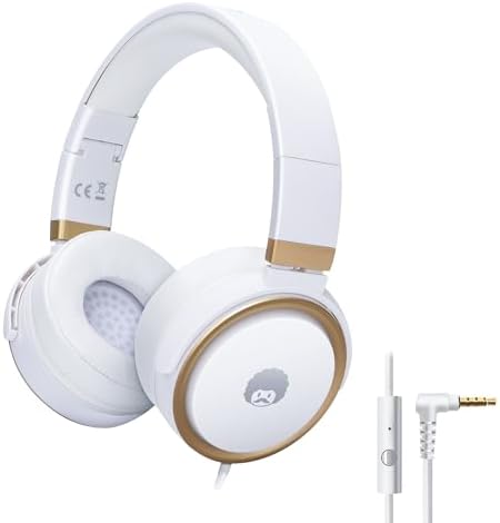 Rockpapa Ultra-Light Foldable Wired Headphones with Integrated Microphone – Premium Stereo Sound for All Ages, Perfect for Travel with Tangle-Free Cord and 3.5 mm Compatibility – Sleek Black/Grey Design for Everyday Listening and Virtual Meetings