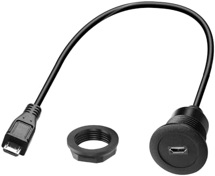 Upgrade Your Charging Experience with QIANRENON Micro USB Threaded Fixed Mount Adapter – 30 cm Compact Cable for Seamless Integration in RVs, Boats, and Desktops, 5 V 2 A Power Output and 480 Mbps Data Transfer for Reliable Performance and Durability