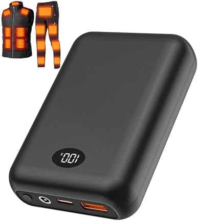 High-Capacity 16000 m Ah Heated Vest Battery Pack for ORORO and Venustas – 7.4 V Power Bank with Dual Adapter Cables, Ultimate Warmth for Outdoor Adventures and Versatile Charging Solutions – Not Compatible with 5 V Heated Devices