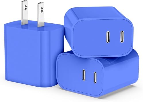 High-Speed Dual-Port USB C Charger Block – 3-Pack 20 W Type-C Wall Adapter for i Phone and i Pad Pro – Ultimate Convenience for Multi-Device Charging on the Go, Safe & Compact Design