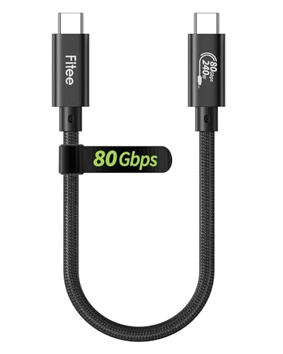 Fitee Thunderbolt 5 USB4 Cable – 4 FT High-Speed 80 Gbps Data Transfer & 240 W PD3.1 Charging, 16 K Dual 8 K Video Support – Durable Braided USB C Cable for i Phone 16, Mac Book Pro, PSSD & More – Ultimate Performance & Compatibility