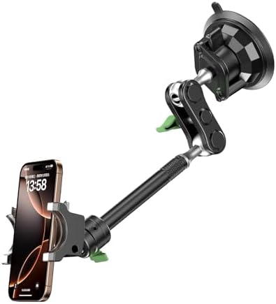 Ultimate MAGIC JOHN 360° Car Phone Holder – Ultra-Durable Metal Smartphone Mount for Secure Windshield Placement, Compatible with i Phone & Samsung – Superior Stability, Easy Installation & Enhanced Driving Safety