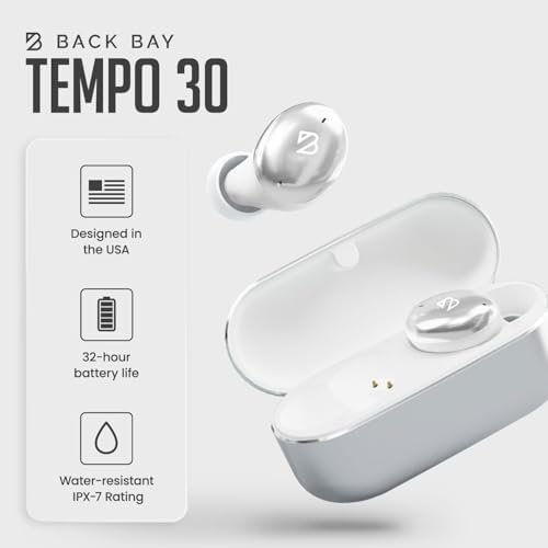 Back Bay Audio Tempo 30 Wireless Earbuds for Smaller Ears – Award-Winning Sound in Sweatproof Design, Ultra-Comfortable Bluetooth Earbuds for Women, Purple Finish with Long Battery Life and Enhanced Compatibility for Daily Use