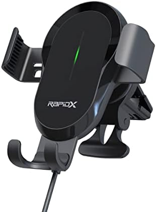 Transform Your Vehicle with the Rapid X Dashio CW4 Car Vent Mount & Wireless Charger – Fast 15 W Qi Charging, Adjustable Slide & Lock Design for i Phone 14/13/12/11/X, Samsung & All Qi-Compatible Smartphones – Ultimate Convenience & Safety on the Road