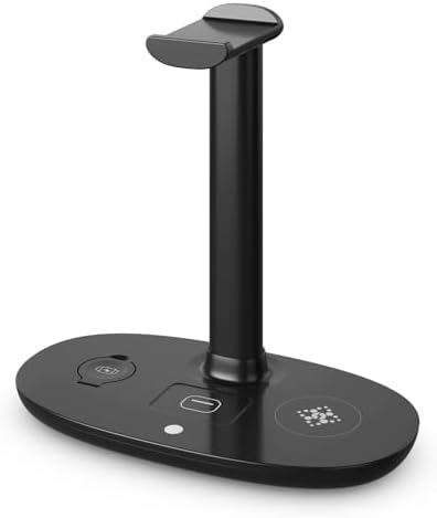 Revolutionary 4-in-1 Wireless Charging Station with Headphone Holder – Fast 15 W Charger for i Phone 16/15/14/13/12, Apple Watch, Air Pods Max/Pro/Pro 2, and LG/Samsung Devices – Organized Convenience for Home and Office.