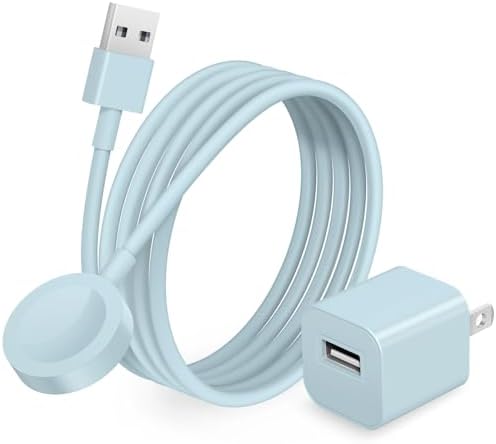 Chic 3.2 FT Wireless Fast Charger for Apple Watch – Effortless Charging Solution with Stylish Pink Design, Compatible with All Series 1-10, Includes Wall Plug for Ultimate Portability and Quick Power-Ups for Active Lifestyles