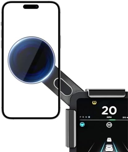 15 W Wireless Fast Charging Magnetic Phone Mount for Tesla Model Y & Model 3 – Ultimate Holder for i Phone 12-16 & Android Devices, Includes 5 ft USB-C Cable, Perfect for Safe Navigation and Hands-Free Use – Modern Tesla Accessory