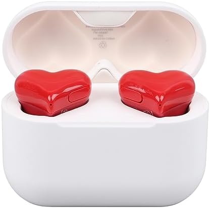 GOWENIC Heart-Shaped Bluetooth Earbuds: Premium Stereo Sound with Advanced Noise Canceling Technology, Stylish and Comfortable Design, Includes 3 Pairs of Customizable Ear Tips for Optimal Fit – Ideal for Phones and Laptops
