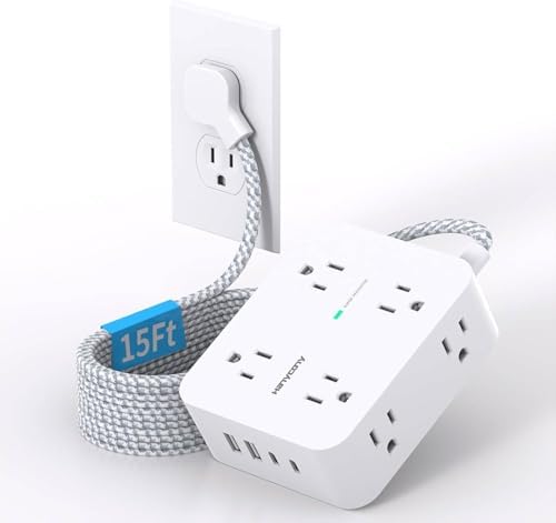 Maximize Your Power Potential: HANYCONY 10 Ft Surge Protector Power Strip with 8 Versatile Outlets & 4 Fast-Charging USB Ports (2 USB-C) – Ideal Wall-Mount Solution for Home, Office, and Dorm Room Efficiency – Enhanced Safety Features and Space-Saving Design for All Your Electronic Devices