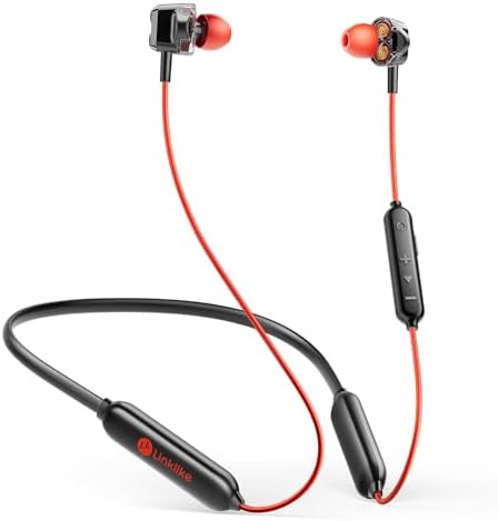 Linklike IPX7 Waterproof Bluetooth Neckband Headphones – 100-Hour Playtime Wireless Earbuds with Superior HD Sound Quality and 4 Dynamic Drivers – Ideal for Active Lifestyles, Running, Gym, and Outdoor Use – Seamless Device Compatibility and Secure Comfort Fit
