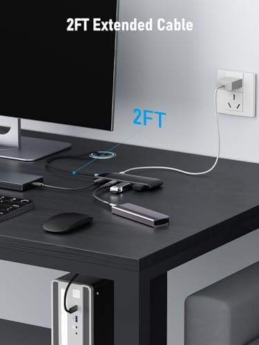 Revolutionize Your Device Connectivity with the 10 Gbps USB C Hub – High-Speed 4-Port USB3.2 Splitter for Effortless Data Transfer and Charging | Versatile Multiport Adapter Compatible with Mac Book Pro, Surface Pro, Dell, HP, i Pad & More | Flexible 1.97 ft Cable for Optimal Setup | Essential Laptop Accessory for Streamlined Workflow and Enhanced Efficiency