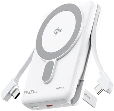 Ultimate Qi2 Magnetic Power Bank: 10,000 m Ah Wireless Charger with Built-in USB-C Cable & 20 W Fast Charging for i Phone 16/15/14/13/12 – Versatile Dual Charging for On-the-Go Convenience, Lightweight Travel-Friendly Design, Universal Compatibility for All USB-C Devices