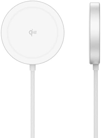 Revolutionary Mag Safe Wireless Charger – Qi2 Certified 15 W Fast Charging Pad with 1.5 m Braided Cable for i Phone 16/15/14 & Air Pods – Effortless Magnetic Alignment & PD Charger for Enhanced Convenience – Sleek White Design for Modern Aesthetics