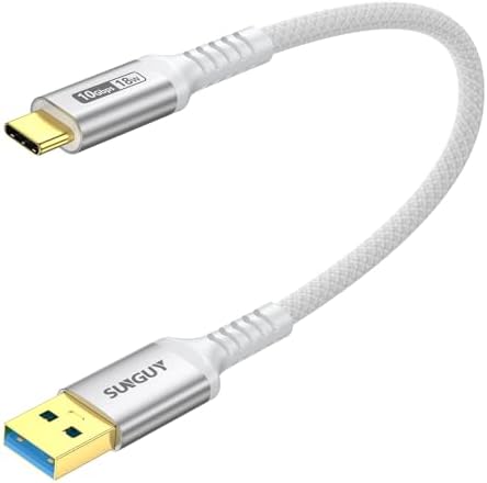 SUNGUY USB C Android Auto Cable 1FT[5Pack], 10Gbps USB C 3.1 Gen2 USB A to USB C Data Transfer Cable, 3A Fast Charging USB Type C Cord for iPhone 16 15 Pro/Pro Max/Plus, Samsung Galaxy S24, Pixel – Enhanced Compatibility and Speed