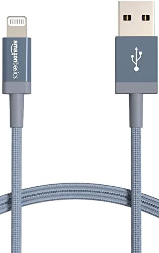 Experience Ultimate Charging Efficiency with the Amazon Basics 6-Foot USB-A to Lightning Charger Cable – MFi Certified, Durable Nylon Braided Design for Fast Power Delivery to Apple i Phone 14, 13, 12, 11, X, Xs Pro, Pro Max, Plus, i Pad – Stylish Dark Gray Finish for Enhanced Compatibility
