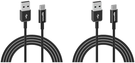 Elevate Your Charging Game: Amazon Basics 5-Pack 3-Foot USB-C to USB-A 2.0 Fast Charger Cables, 480 Mbps Data Transfer, USB-IF Certified for Ultimate Device Compatibility – Ideal for i Phones, i Pads, Samsung Galaxies & Laptops – Sleek Black Design for Professional Use