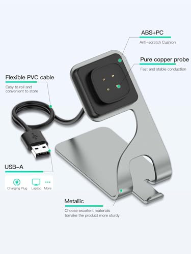 Sleek Silver Magnetic Charging Dock for Google Pixel Watch 3 & 2 | Rapid Anti-Slip Power Station with Premium USB Cable | Ultimate Smartwatch Charging Solution for Home & Office Efficiency